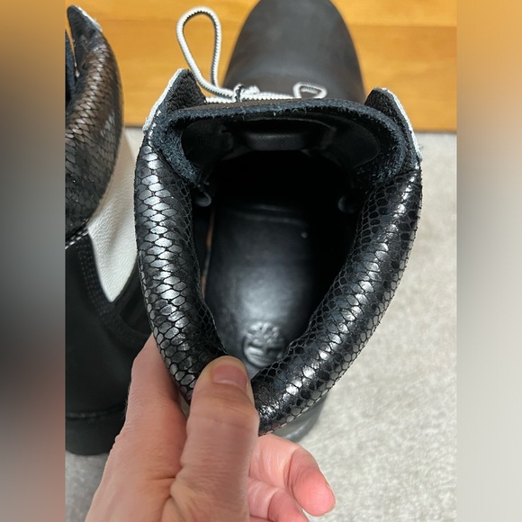 Timberland Men's Premium 6" Black Boots Social Scene black white leather size 11 - Picture 7 of 13